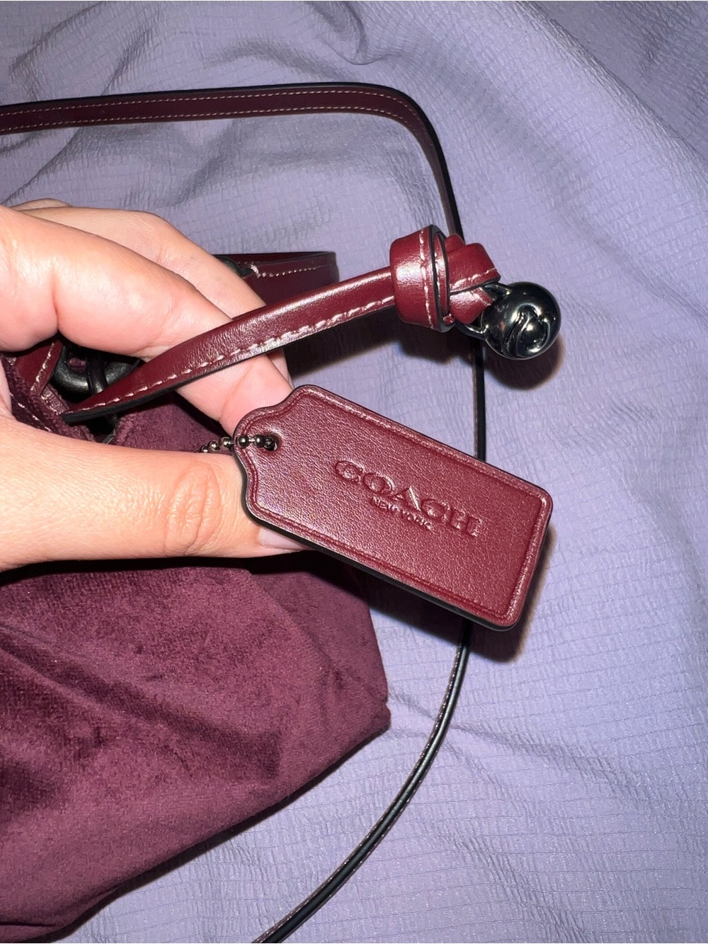 Coach Velvet Shoulder Bag in Deep Wine - Picture 4 of 11